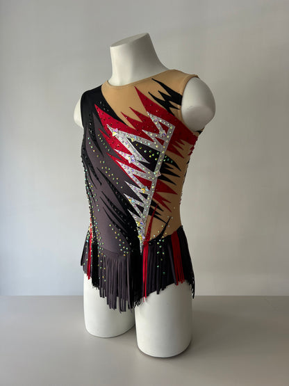 Maillot gris, negro y rojo ~ Talla 14