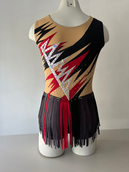 Maillot gris, negro y rojo ~ Talla 14
