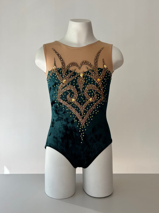 Maillot dorado y verde terciopelo ~ Talla 12