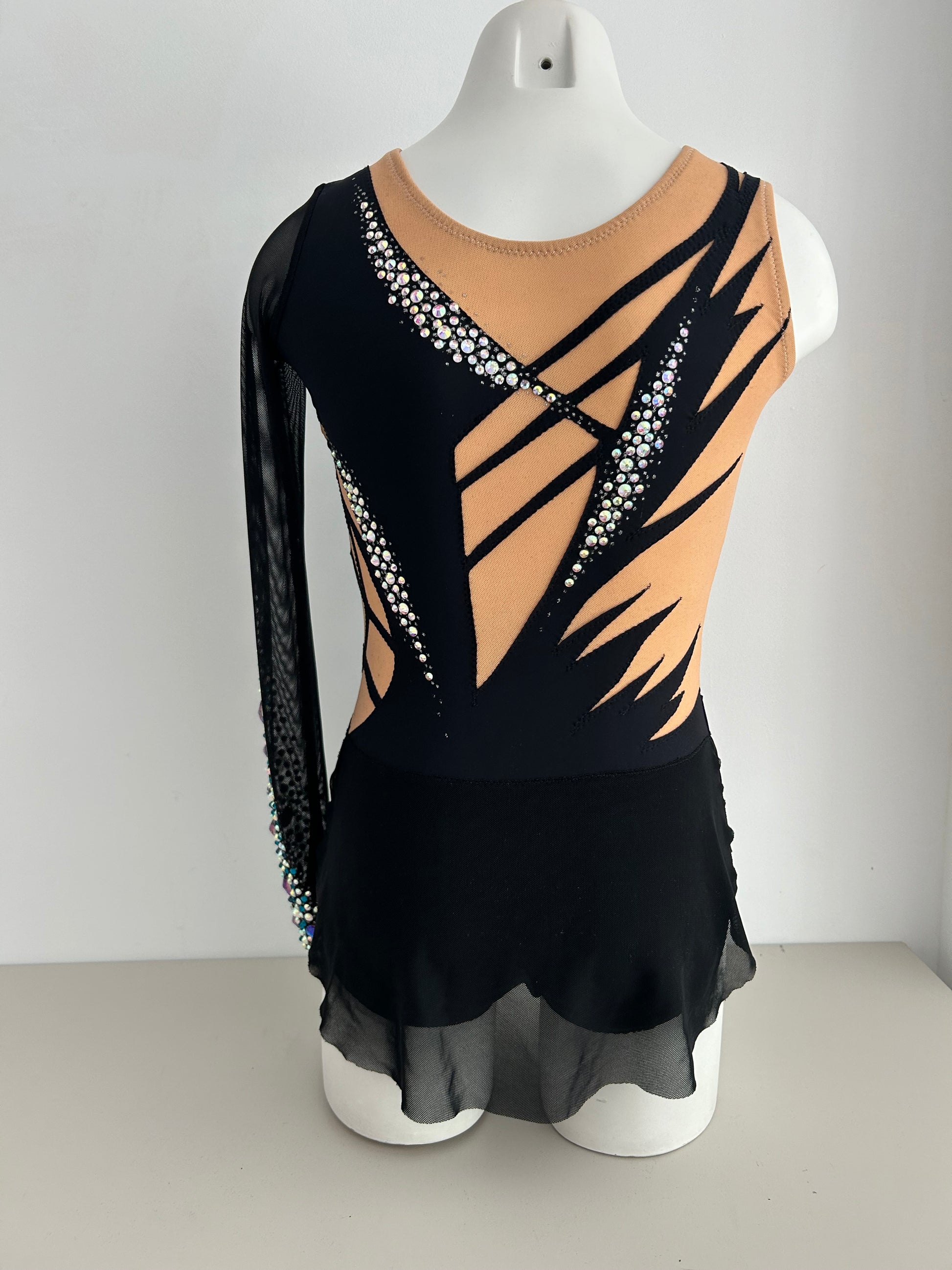 Maillot azul negro de competición malla mallot maillots shaer tienda de gimnasia ritmica en madrid maillots de competicion en venta disponibles en Madrid España y online 
