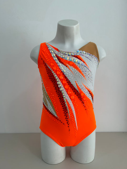 Maillot blanco y naranja ~ Talla 10