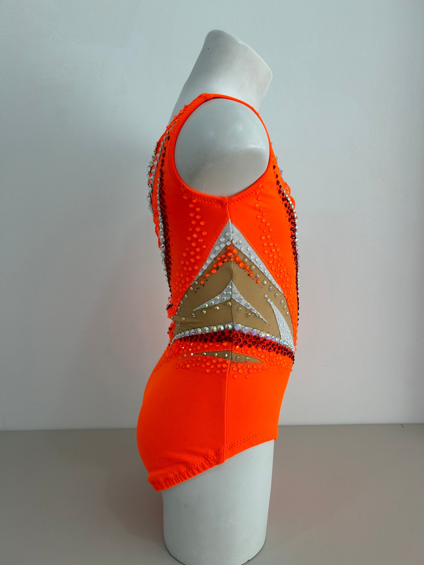 Maillot blanco y naranja ~ Talla 10