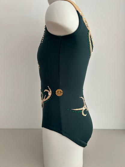 Maillot verde oscuro y dorado~ Talla 14