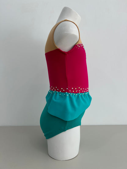 Maillot fucsia y azul verdoso ~ Talla 6