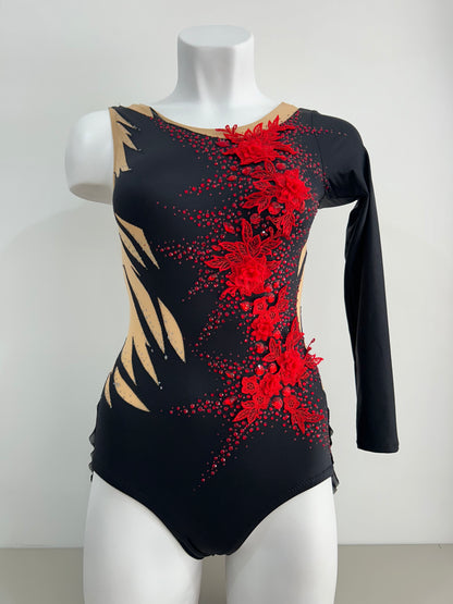Maillot negro con flores ~ Talla 16