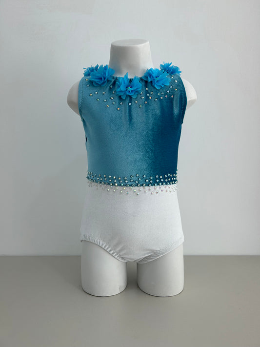 Maillot azul y blanco terciopelo ~ Talla 8