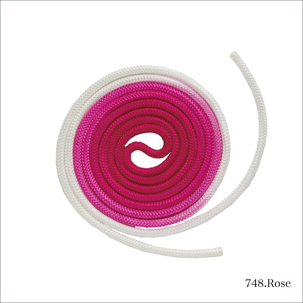 Cuerda multicolor Chacott homologada para gimnasia rítmica. Fabricada con materiales de alta calidad, ofrece flexibilidad, durabilidad y un rendimiento óptimo para competición y entrenamiento rose rosa blanco degradado 
