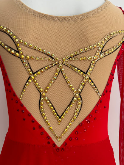Maillot rojo y dorado ~ talla 10