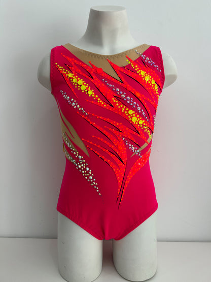 Maillot frambuesa , naranja y amarillo ~ Talla 14
