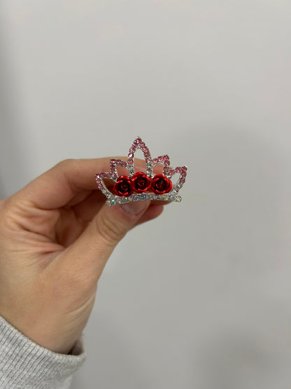 Adorno de moño - coronita metal de flores