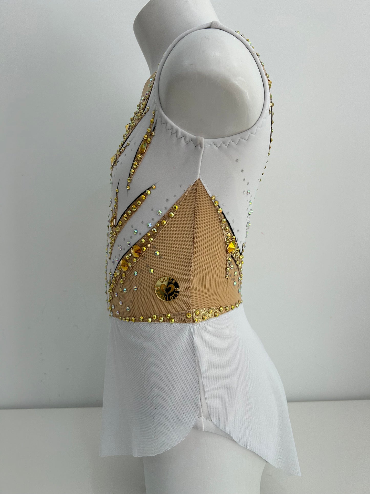 Maillot blanco dorado~ talla 10