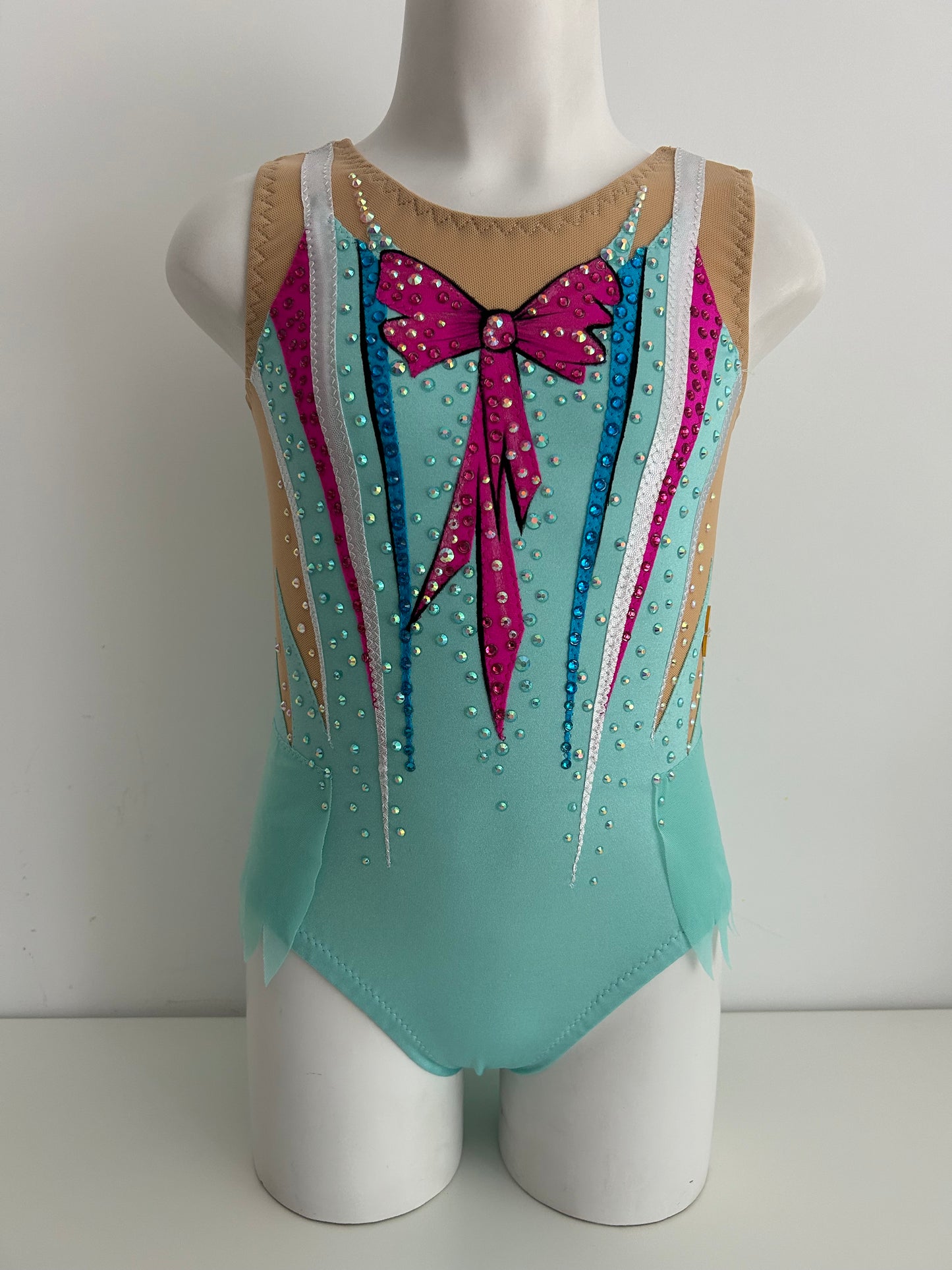 Maillot turquesa, rosa y plata ~talla 10