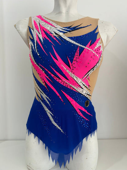 Maillot azul, rosa plata ~ talla 16