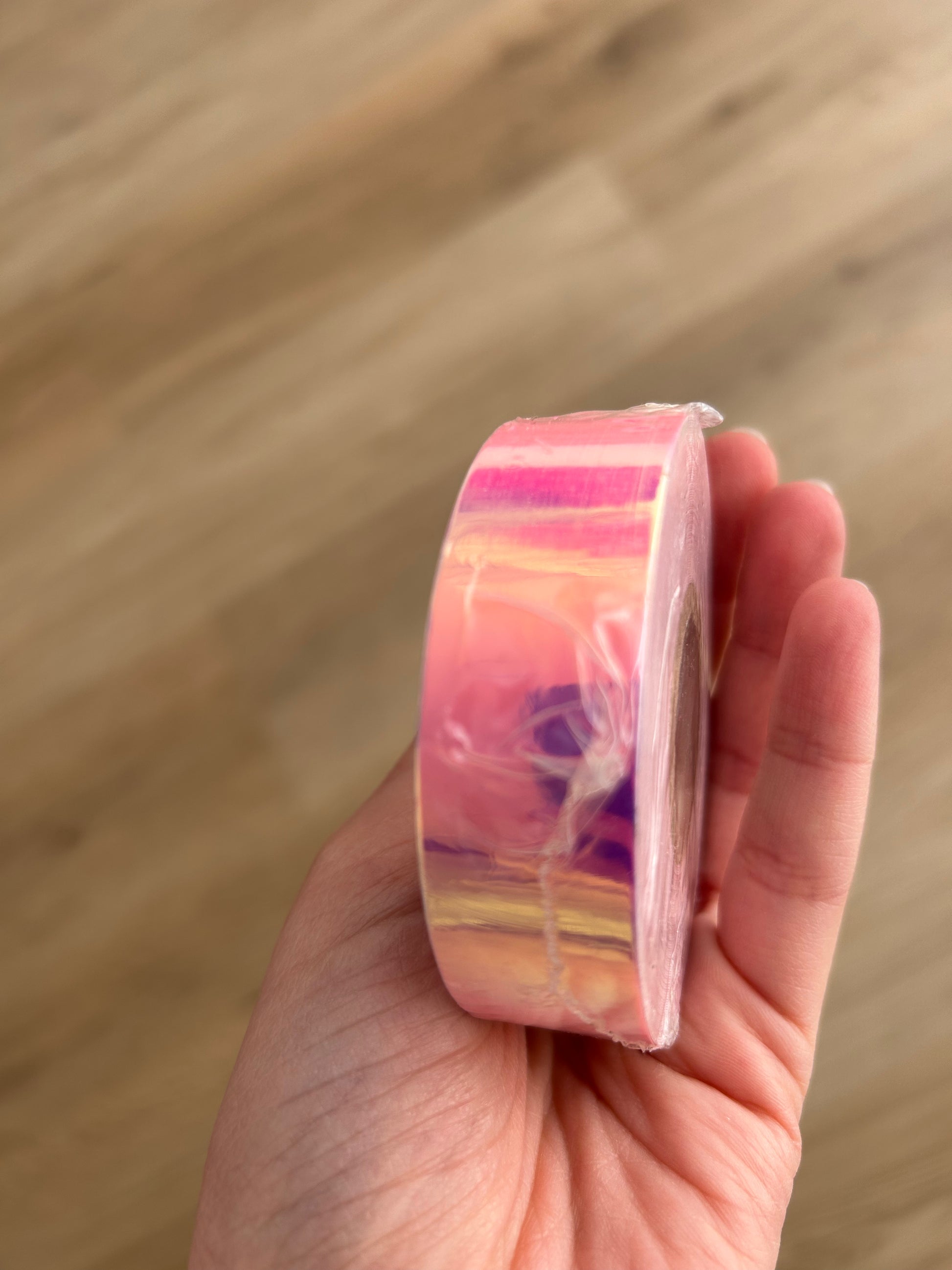adhesivo brillante mazas y aro de gimnasia ritmica color rosa rosado coral marca amaya 