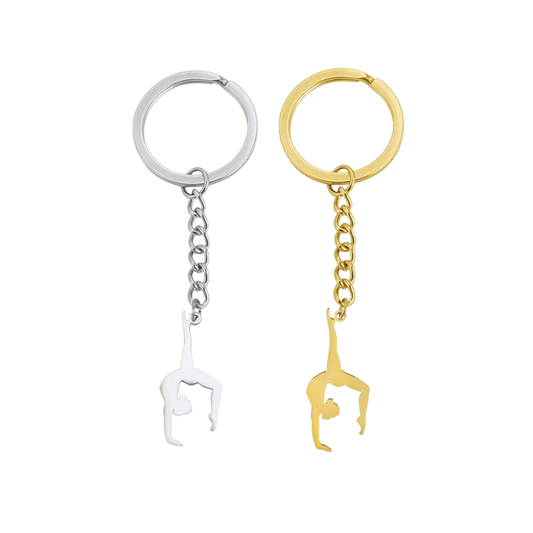 Llavero de gimnasta (dorado o plateado)