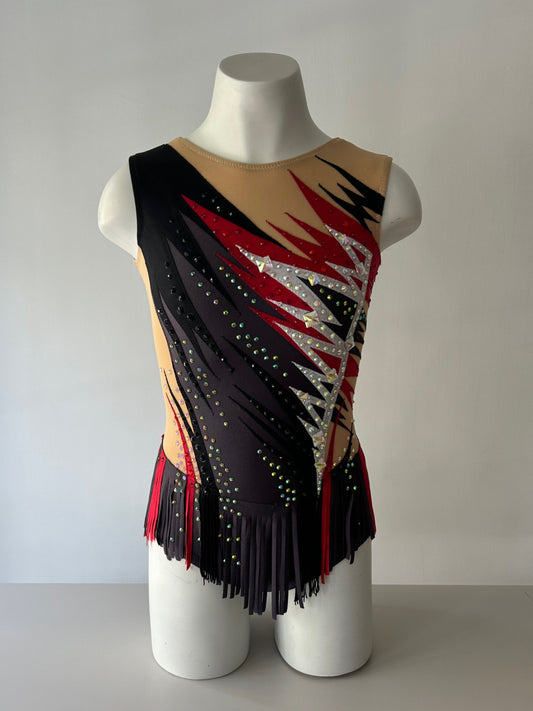 Maillot gris, negro y rojo ~ Talla 14