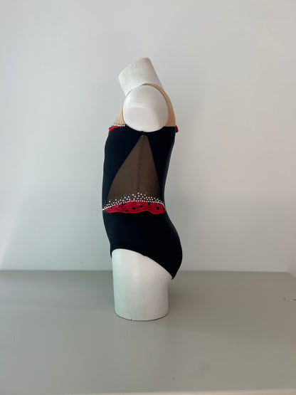 Maillot negro y rojo volantes~ Talla 8