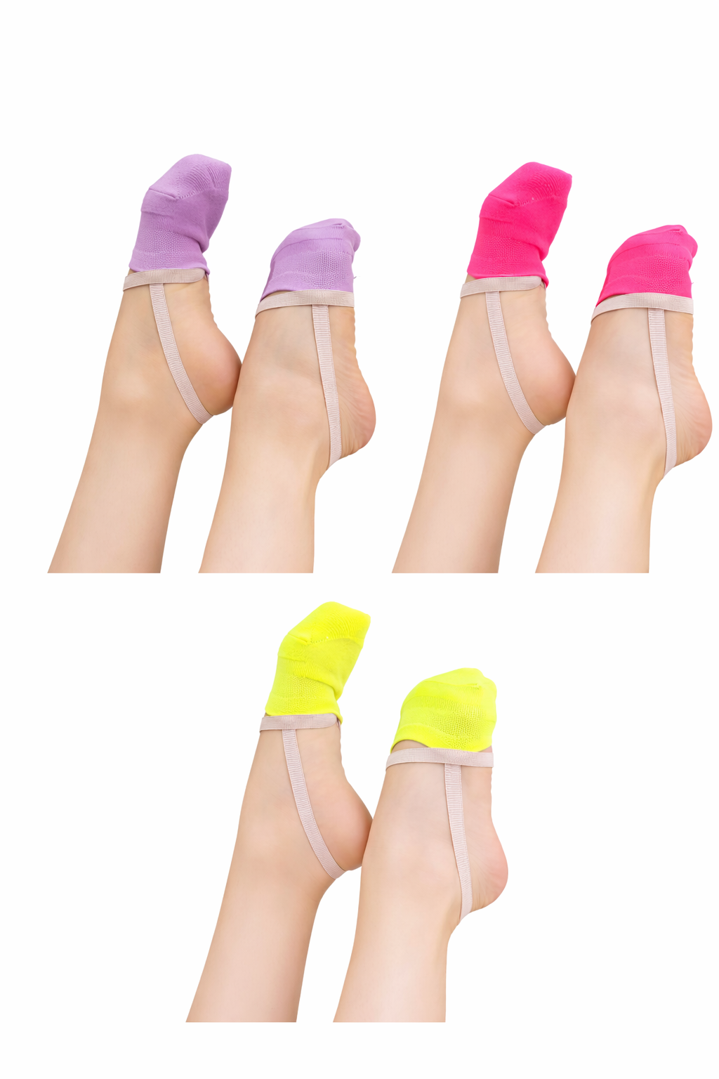 Punteras calcetín de colores (lila/ rosa y amarillo flúor)