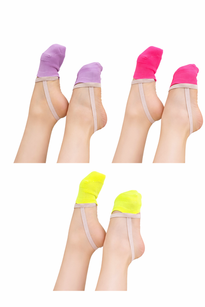 Punteras calcetín de colores (lila/ rosa y amarillo flúor)