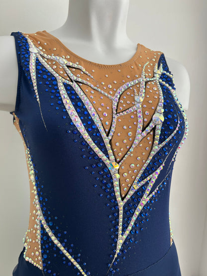 Maillot_de_competicion_detalles azul oscuro marino y plateado plata malla_mallot_maillots_shaer_tienda_de_gimnasia_ritmica_en_madrid_maillots_de_competicion_en_venta_disponibles_en_Madrid_Espa_a_y_online