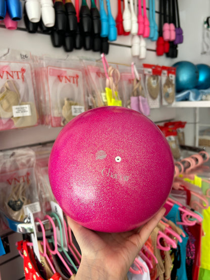 pelota glitter rosa ritmica, pelota homologada, pelota competición, aparato ritmica, material FIG, gimnasia ritmica competición, pelota profesional, accesorios gimnasia ritmica Shaer tienda rítmica Madrid envíos a España online 