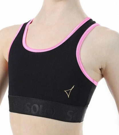 Top de entrenamiento solo gimnasia rítmica negro rosa flúor shaer tienda de gimnasia rítmica en Madrid y online 