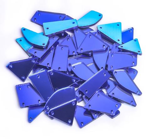 Pack 100 espejos acrílicos de coser azul