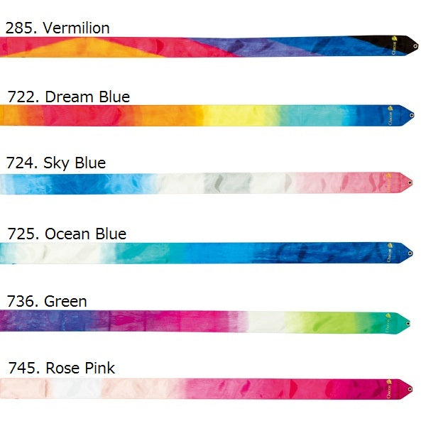 cinta multicolor de cinco y seis 5 6 metros chacott para competicion aprobada por la fig shaer tienda de gimnasia ritmica en madrid y online 