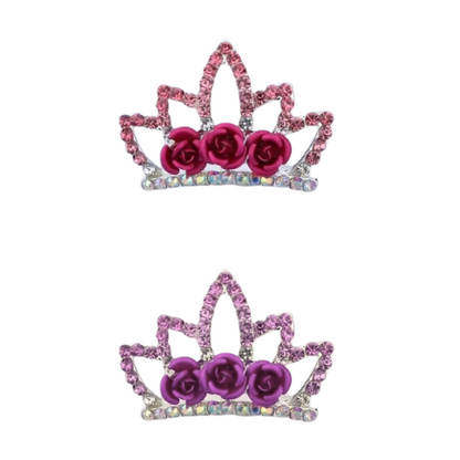 Adorno de moño para gimnasia rítmica lila y rojo y rosa 