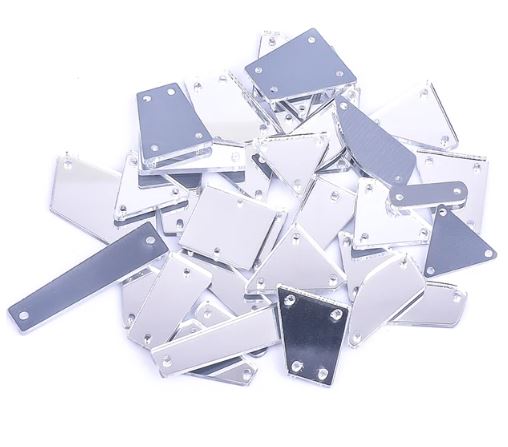 Pack 100 espejos acrílicos de coser plata