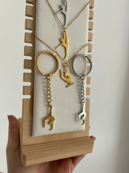 regalo perfecto para gimnastas llavero de acero inoxidable en dorado o plateado 