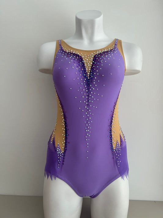 Maillot lila de competición malla mallot maillots shaer tienda de gimnasia ritmica en madrid maillots de competicion en venta disponibles en Madrid España y online 