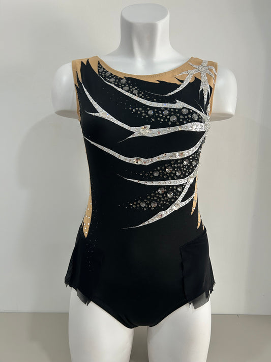 comprar malla mallot maillots shaer tienda de gimnasia ritmica en madrid competicion negro plateado con cristales