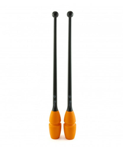 mazas venturelli gimnasia ritmica color negro y naranja