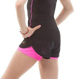 pantalon doble de gimnasia ritmica marca solo color negro rosa fluor ropa de entrenamiento gimnastas  entrenamiento ropa comoda doble capa de pantalon 