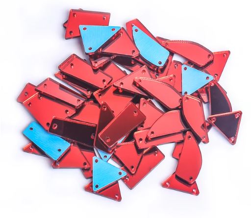 espejos acrilicos de coser para decorar maillots de gimnasia ritmica color rojo 