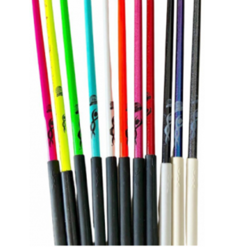 varilla colores Chacott competición gimnasia rítmica, palo cinta rítmica, varilla competición, mango para cinta, accesorio gimnasia, material deportivo rítmica, varilla profesional, equipamiento gimnasta shaer tienda de rítmica  Negro rojo naranja 